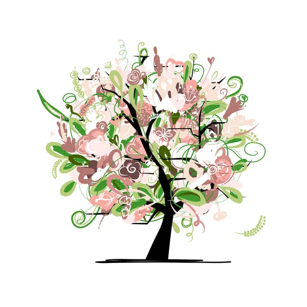 Arbre floral pour votre design — Image vectorielle