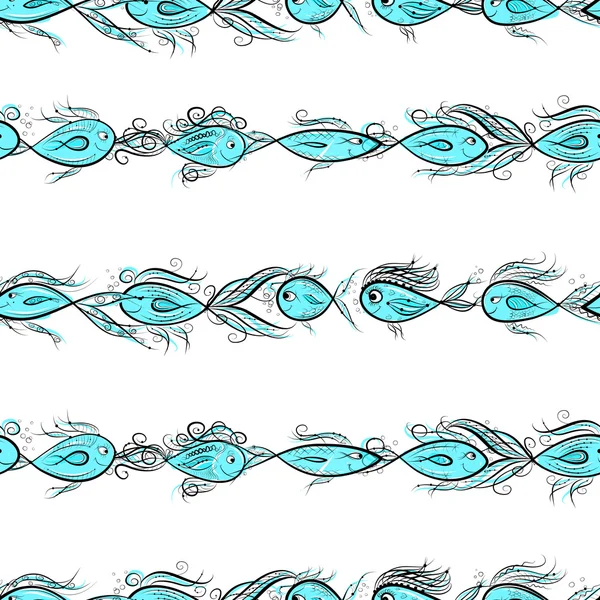 Naadloze patroon met grappige vissen voor uw ontwerp — Stockvector