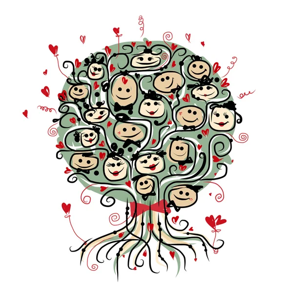 Arbre de fête avec mesdames et messieurs pour votre design — Image vectorielle