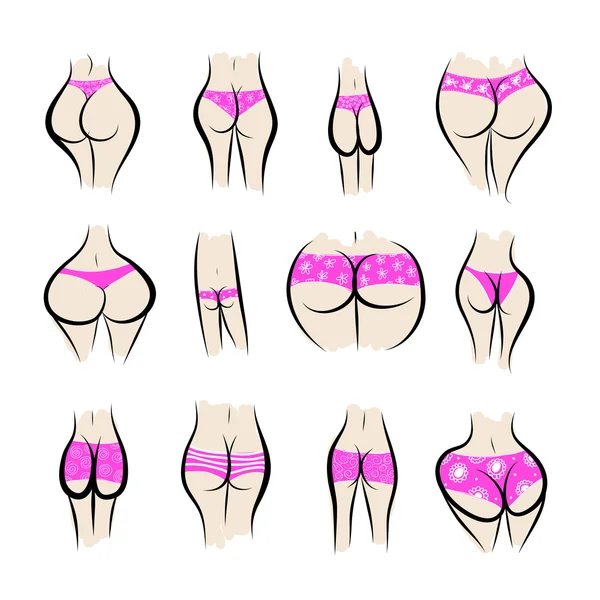 Collection of sexy female buttocks in panties — Stock Vector