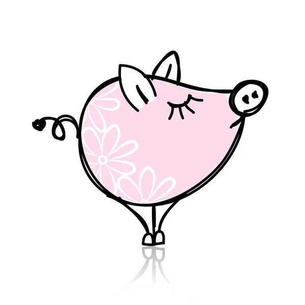 Cute piggy för din design — Stock vektor