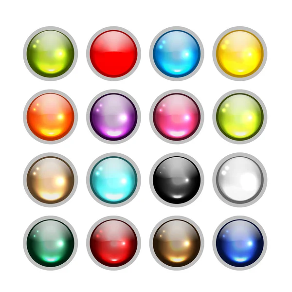Conjunto de iconos de botón brillante para su diseño — Archivo Imágenes Vectoriales