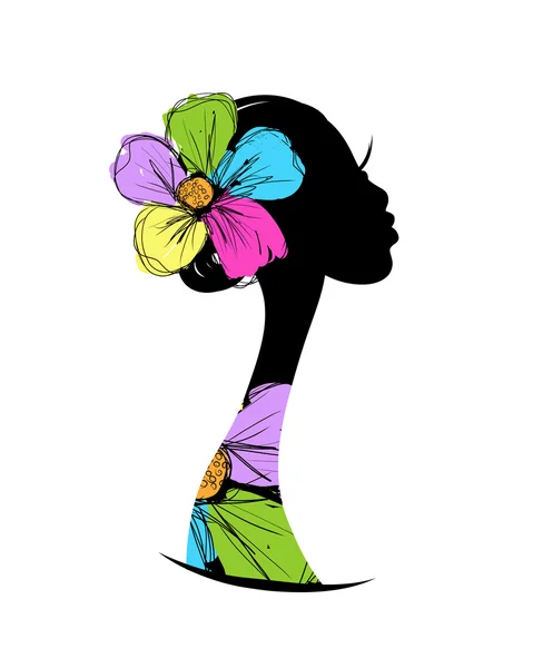 Female head silhouette for your design — Stockvector