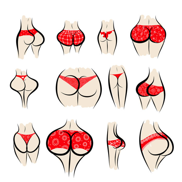 Collection of sexy female buttocks in panties