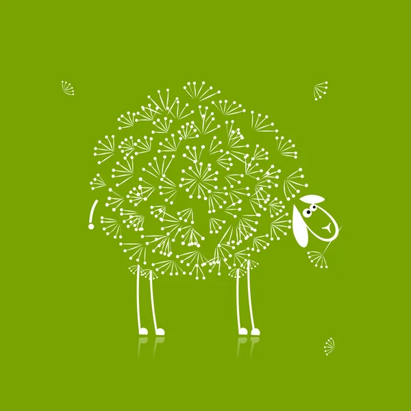 Funny oveja blanca, boceto para su diseño — Archivo Imágenes Vectoriales