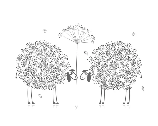 Dva legrační ovce, skica pro návrh — Stockový vektor