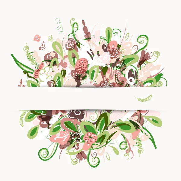 Postal con ramo floral para tu diseño — Vector de stock