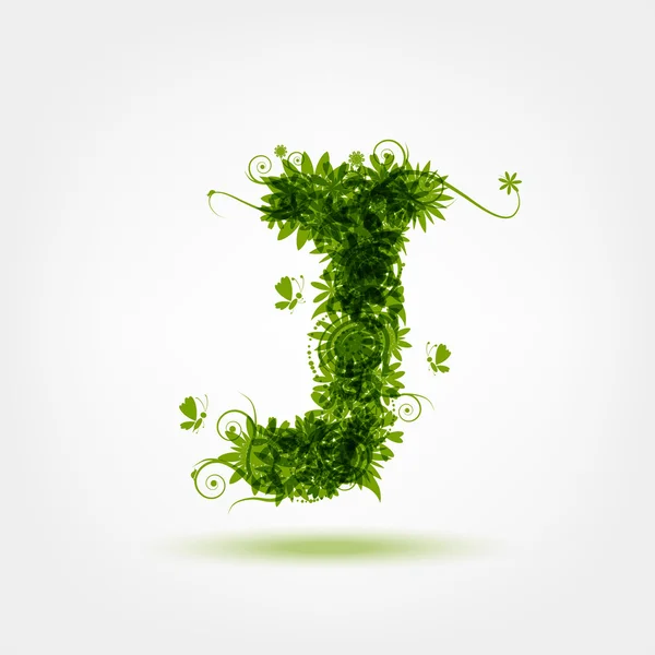 Green eco lettre J pour votre design — Image vectorielle