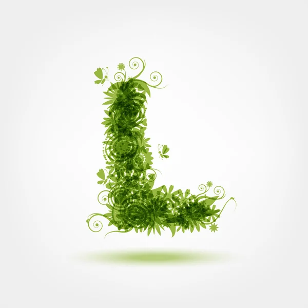 Vert éco lettre L pour votre design — Image vectorielle