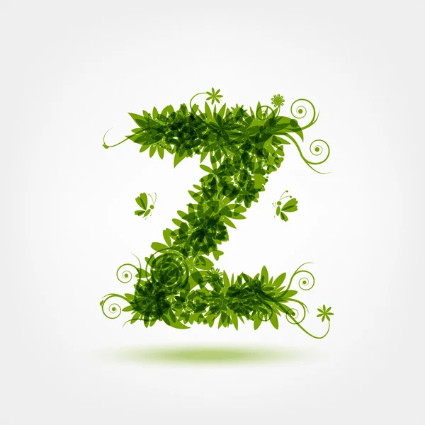Green eco letter Z for your design — Stock Vector