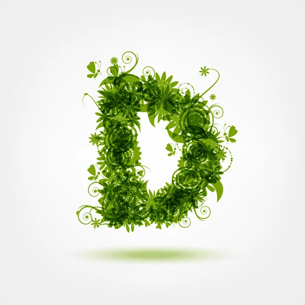 D betű zöld öko a design — Stock Vector
