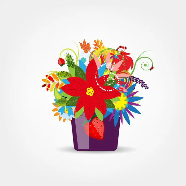 Floral pot isolated for your design — Stock Vector