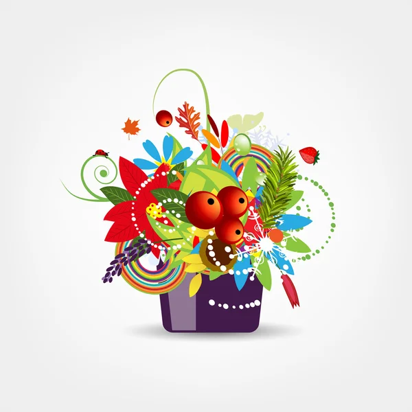 Floral pot isolated for your design — Stock Vector