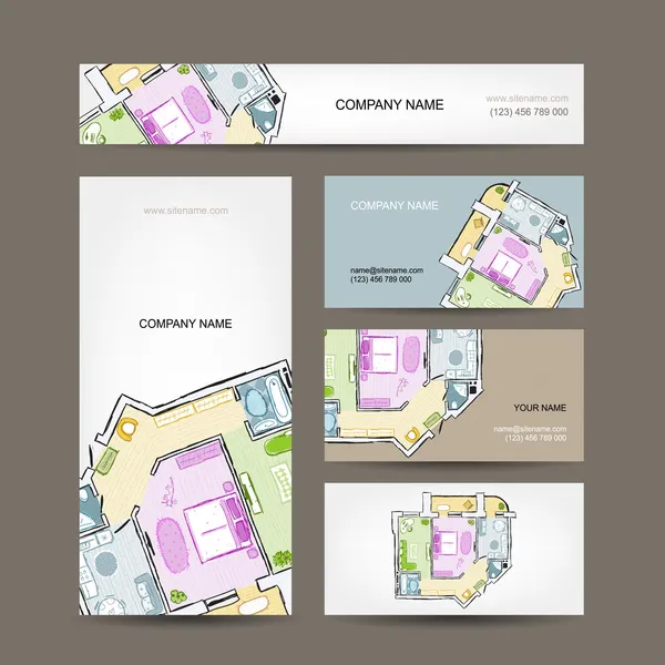 Croquis de l'appartement. Cartes de visite pour votre design . — Image vectorielle