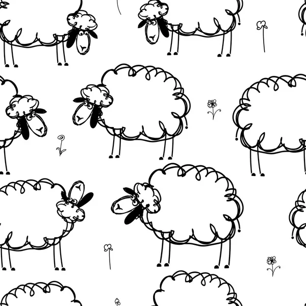 Смешные овчины на мясе, безморщинистый узор для вашего дизайна — стоковый вектор