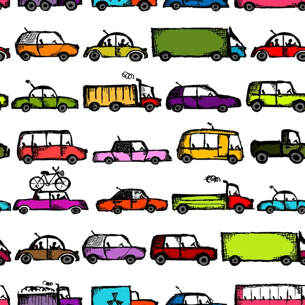 Toy cars collection, seamless pattern for your design — Stock Vector