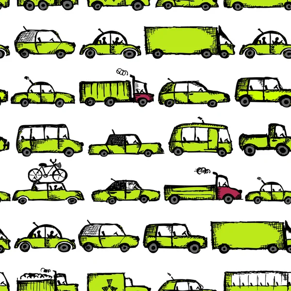 Toy cars collection, seamless pattern for your design — Stock Vector