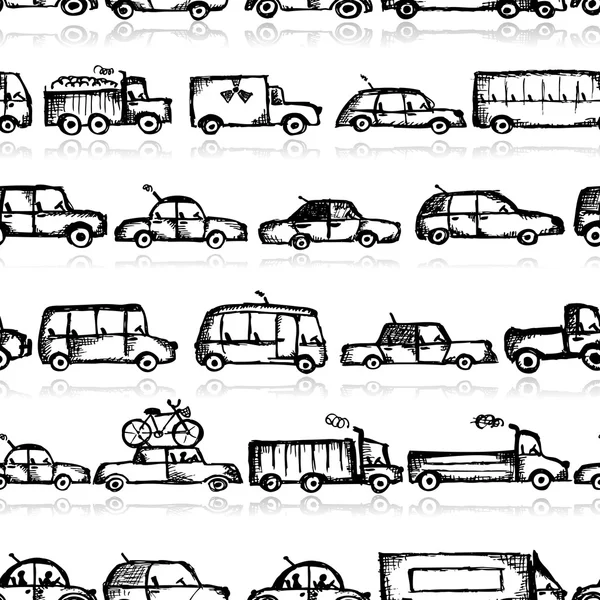 Toy cars collection, seamless pattern for your design — Stock Vector