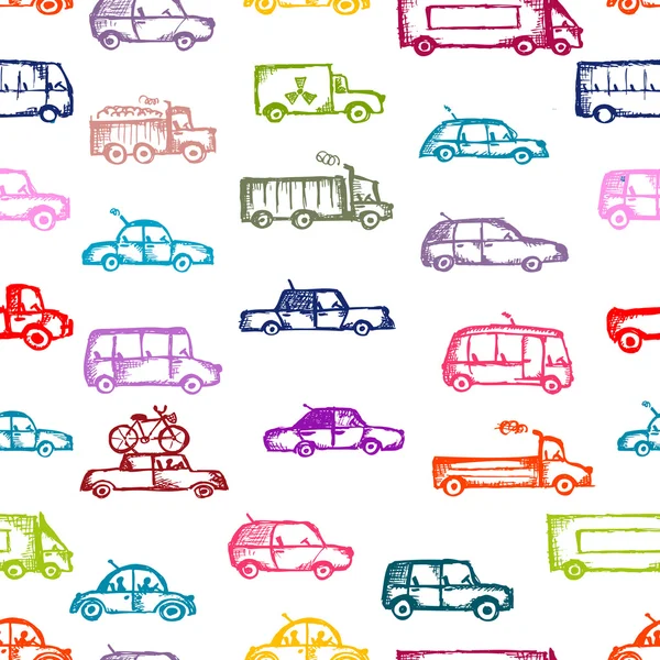 Toy cars collection, seamless pattern for your design — Stock Vector