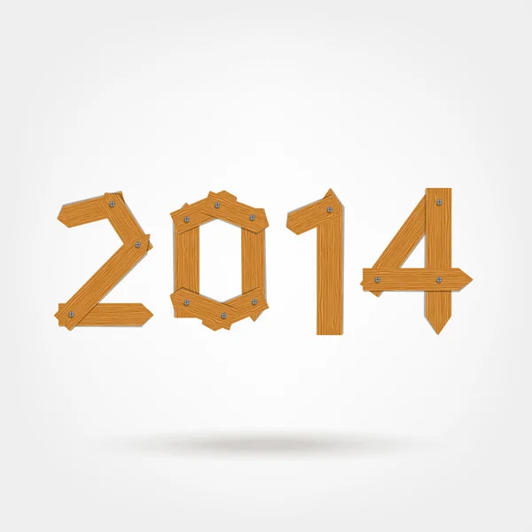 Feliz ano novo 2014 feito de tábuas de madeira para o seu projeto — Vetor de Stock