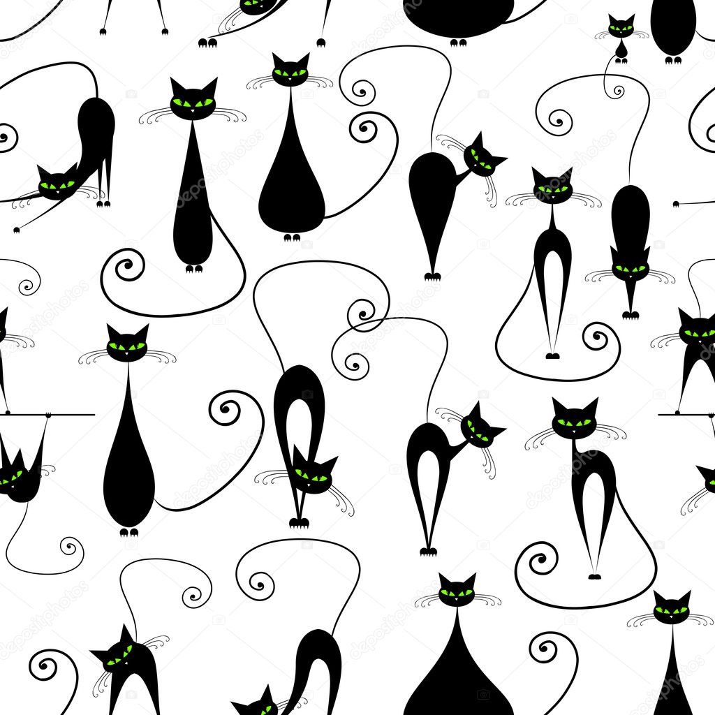 Black cats, seamless pattern for your design