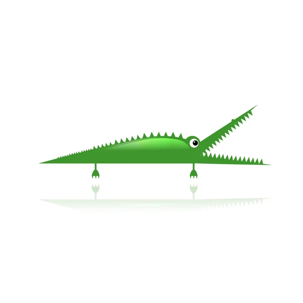 Funny green crocodile for your design — Stock Vector