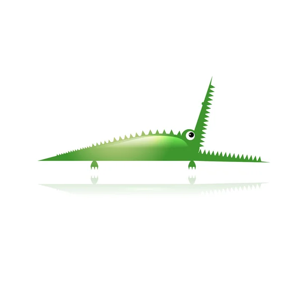 Vicces zöld krokodil a design — Stock Vector