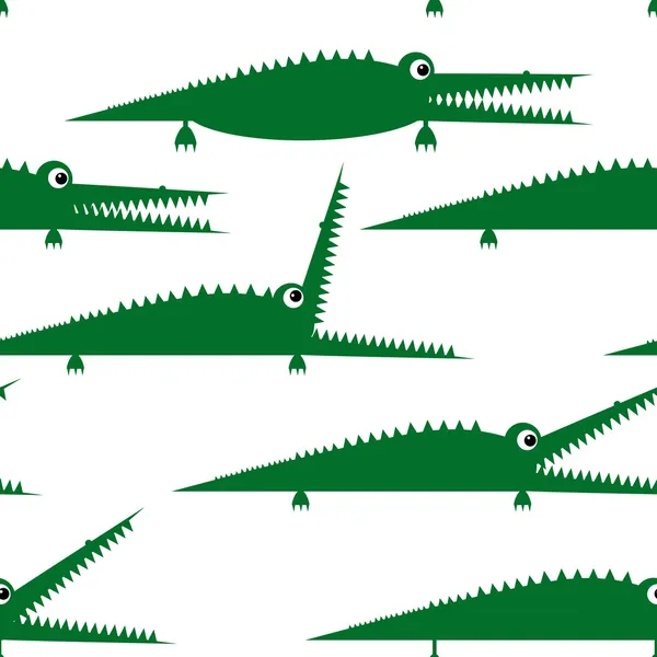 Crocodile vert drôle, motif sans couture pour votre conception — Image vectorielle