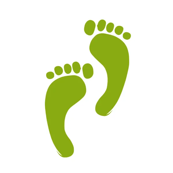 Skizze des grünen Fußabdrucks für Ihr Design — Stockvektor