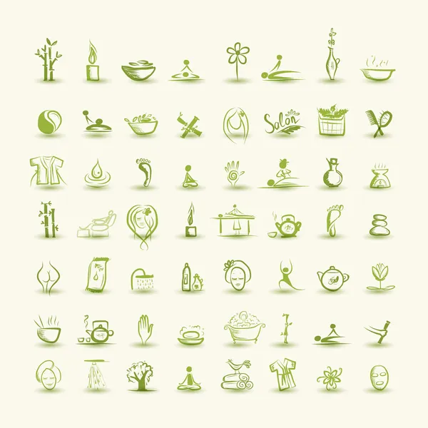 Masaj ve spa, tasarımınız için simgelerin ayarlamak