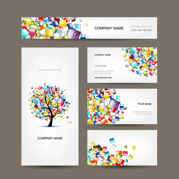 Collection de cartes de visite avec design d'arbre web — Image vectorielle