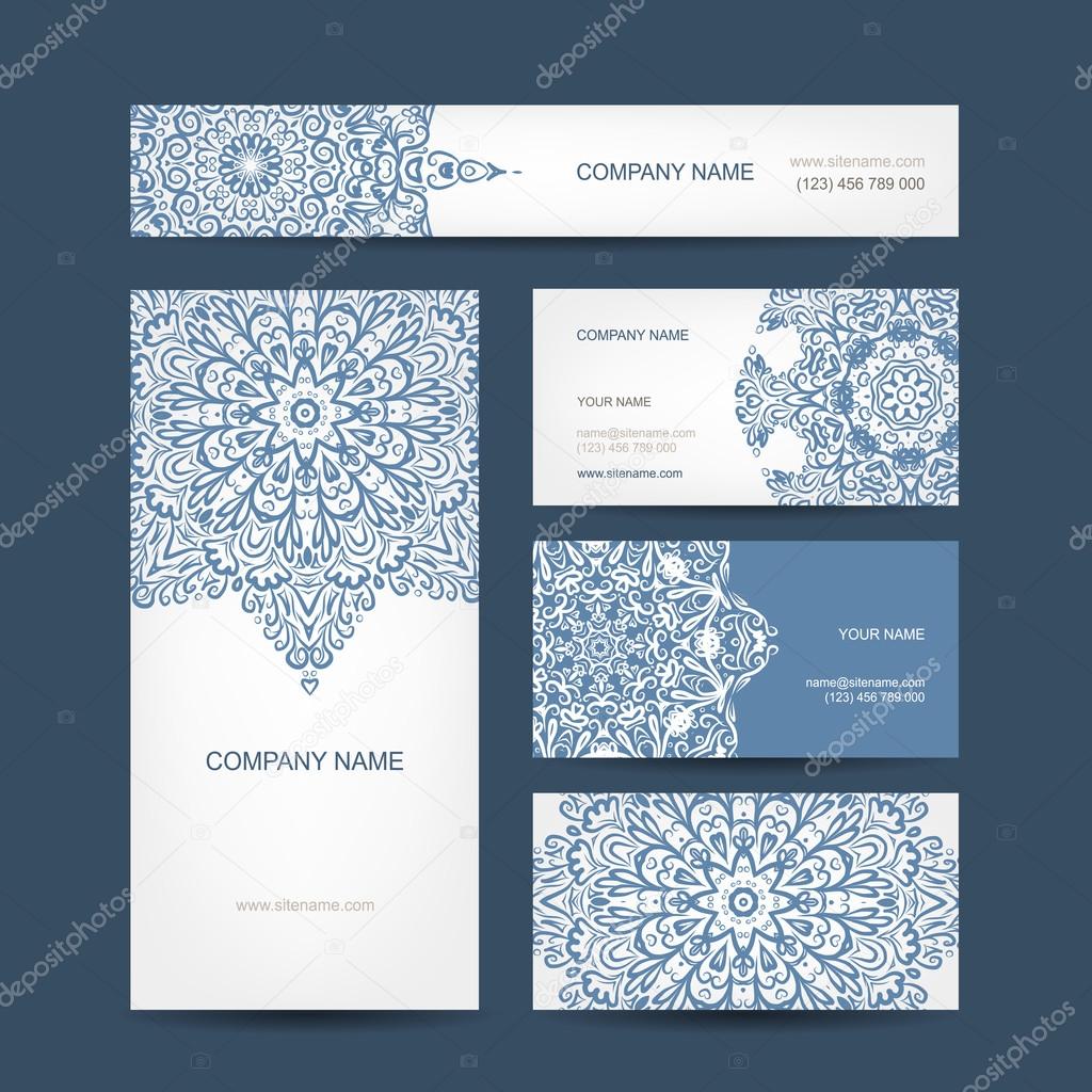 Business cards collection, floral design