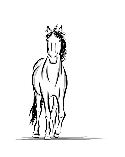 Häst skiss för din design. symbol för 2014 år — Stock vektor