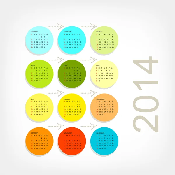 Calendario de cuadrícula 2014 para su diseño — Vector de stock