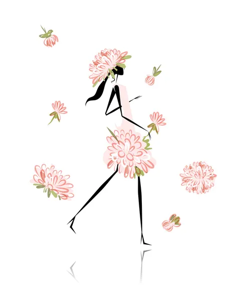 Chica floral para su diseño — Archivo Imágenes Vectoriales