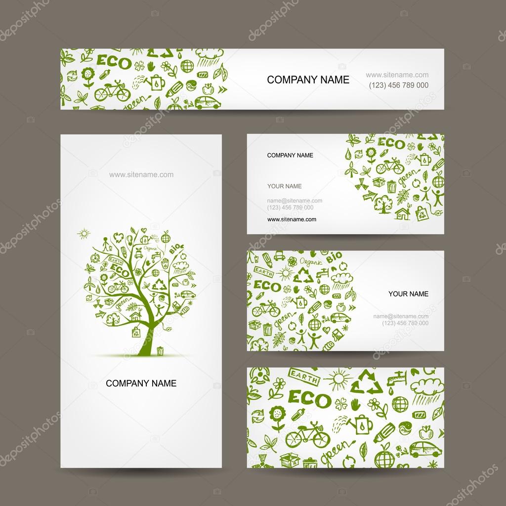 Business cards design, green ecology concept