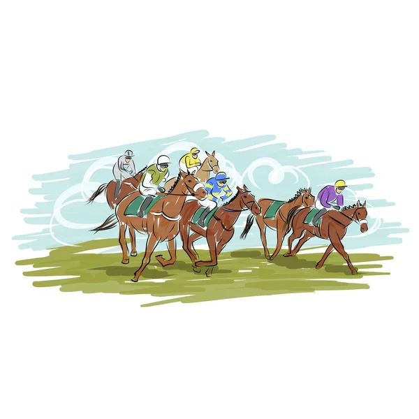 Courses de chevaux, croquis pour votre design — Image vectorielle