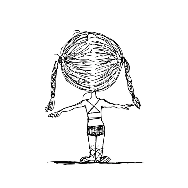 Fille faisant de la gymnastique, croquis pour votre conception — Image vectorielle