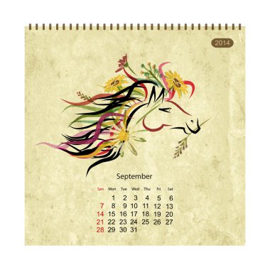 Takvim 2014, Eylül. Tasarım sanat atlar