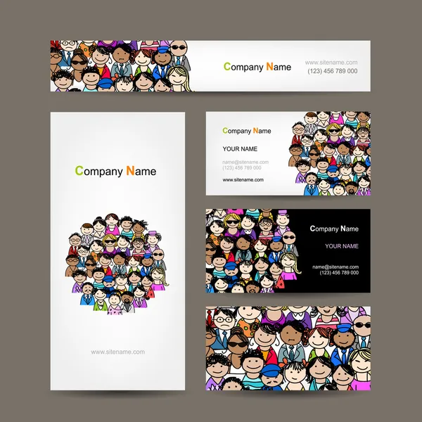 Collecte de cartes de visite, people crowd design — Image vectorielle