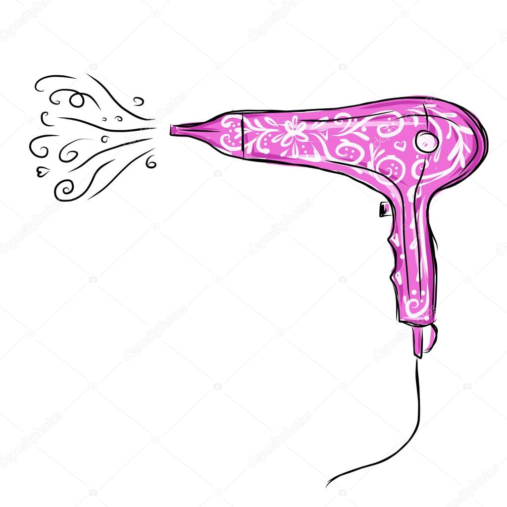 Hairdryer pink with floral ornament for your design