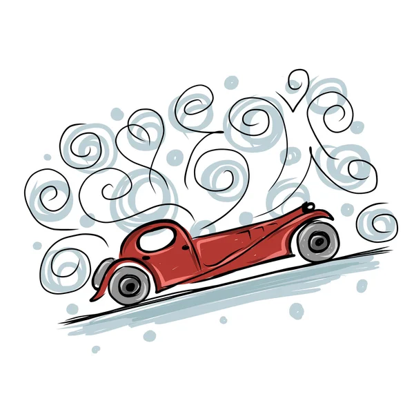 Retro old car sketch for your design — Stock Vector