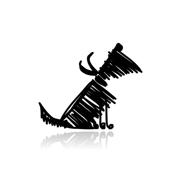 Perro negro divertido para tu diseño — Vector de stock