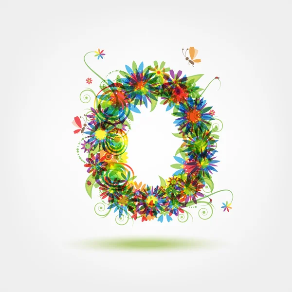 Zero, numéro floral pour votre design — Image vectorielle
