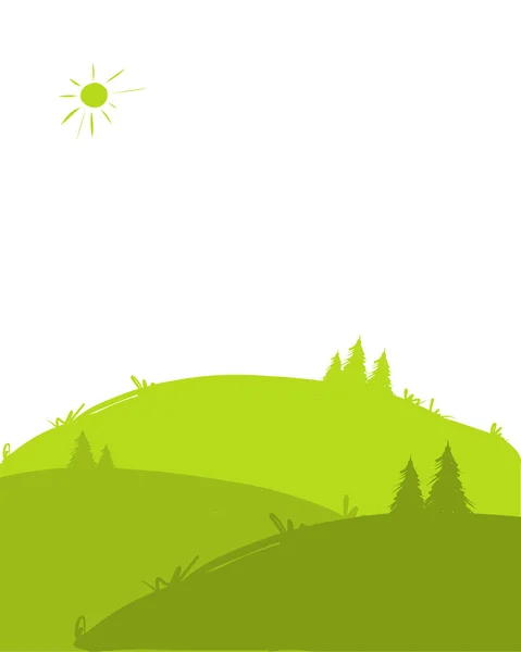 Colinas verdes, paisaje para su diseño — Vector de stock