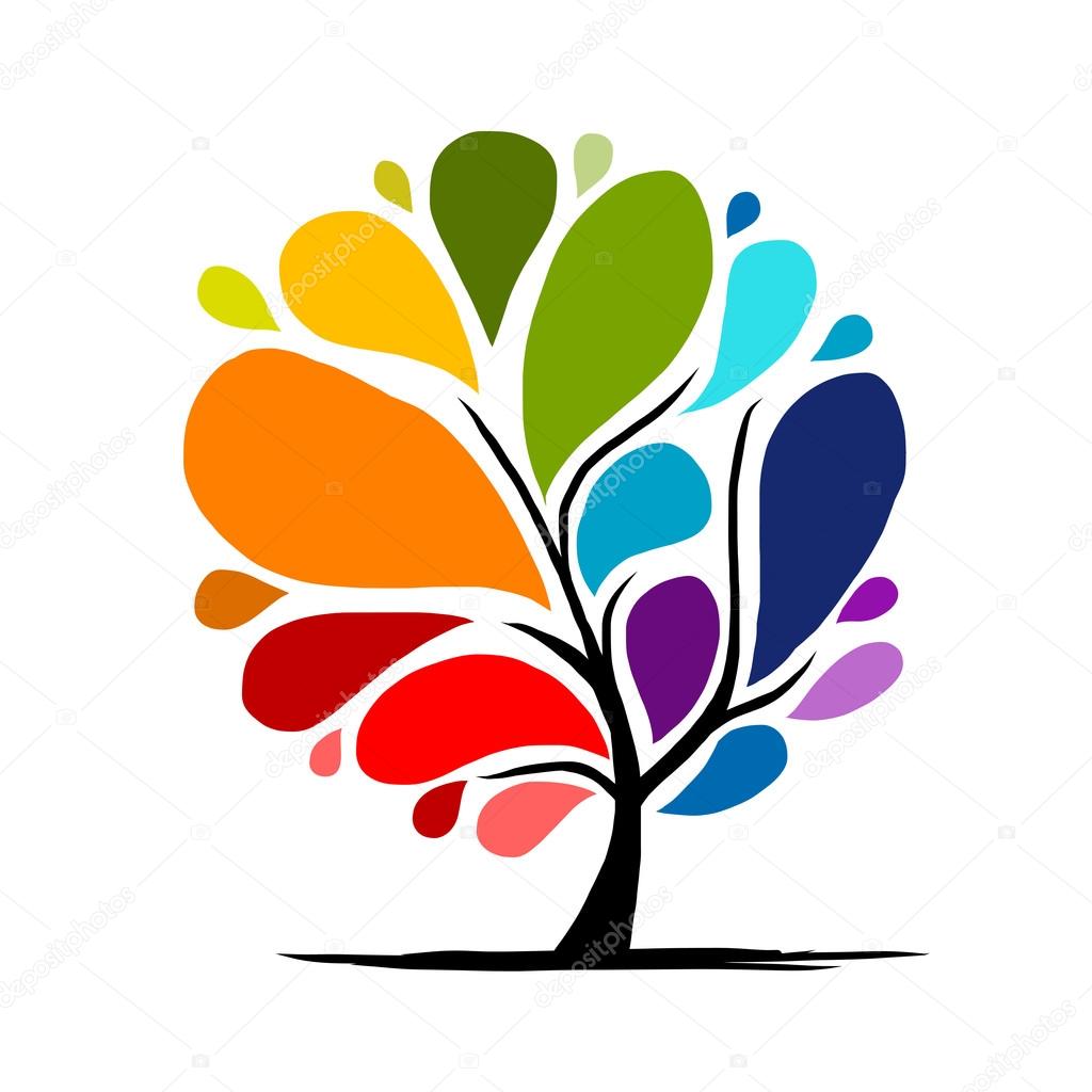 Albero astratto arcobaleno per il vostro disegno — Vettoriale Stock