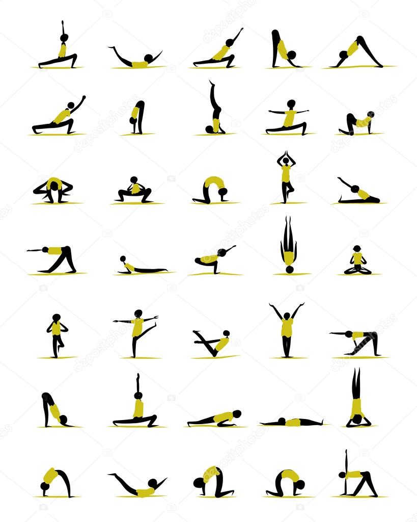 People practicing yoga, poses for your design