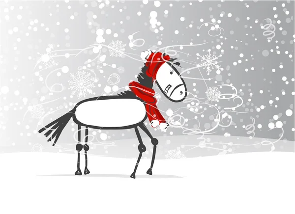 Santa paard schets voor uw ontwerp. symbool van 2014 jaar — Stockvector