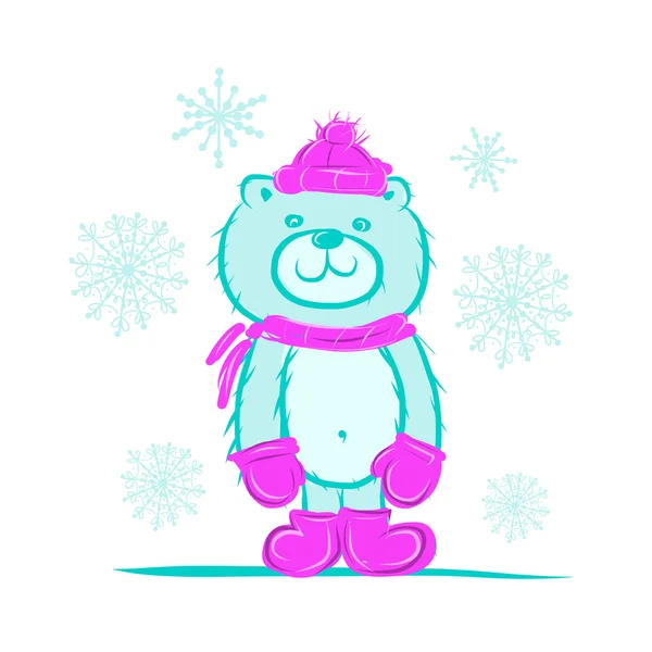 Divertido oso de Santa para su diseño — Vector de stock