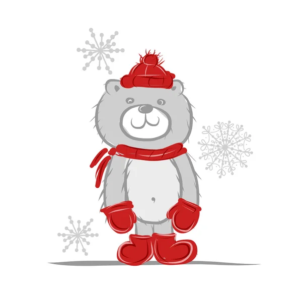 Divertido oso de Santa para su diseño — Vector de stock